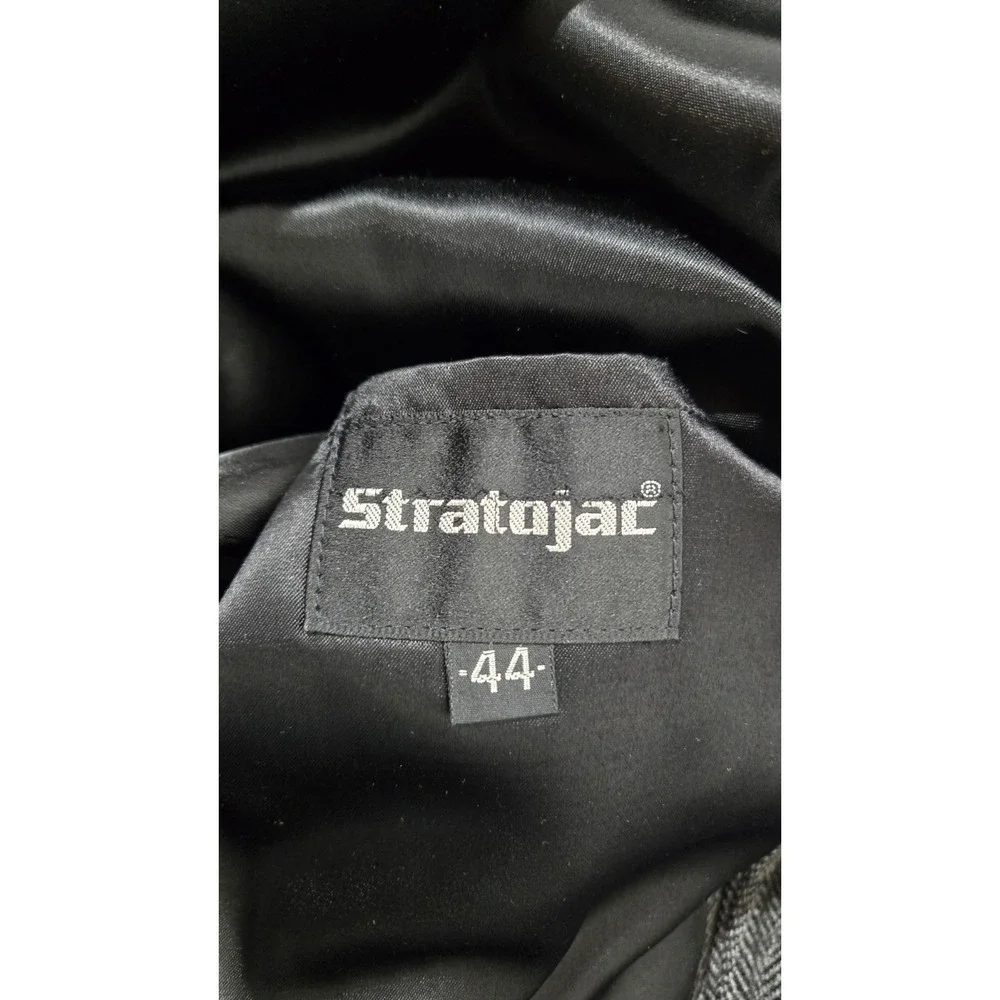 Vintage Gray Stratojac Herringbone Duster Size 44 Wool Nylon